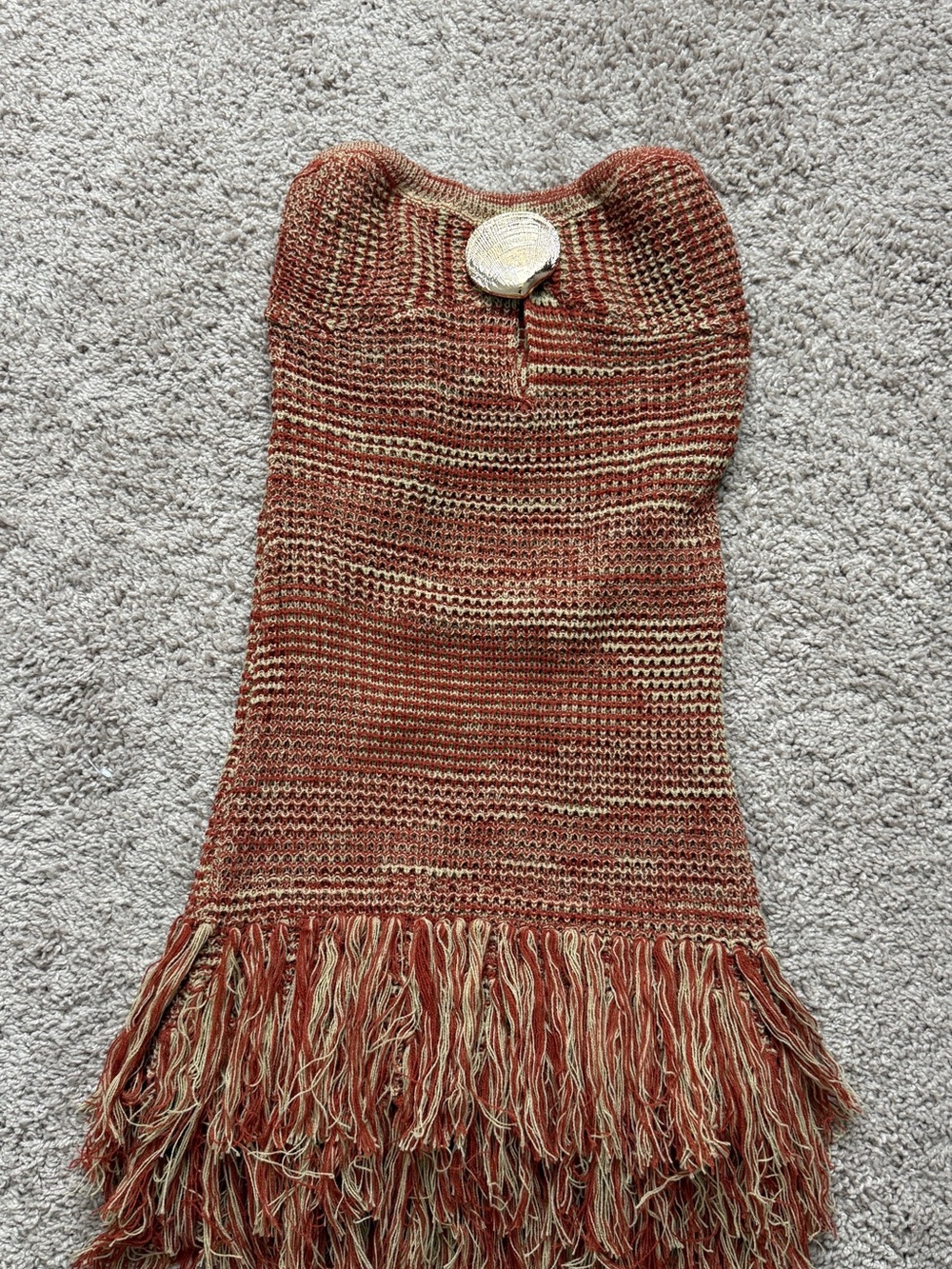 Women's Rust Multicolor Knit Fringe Skirt
